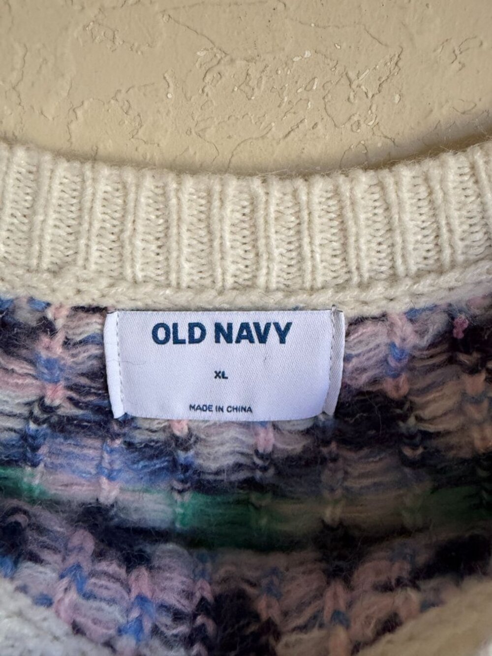 Old Navy XL Fair Isle Wool Blend Pullover Sweater Blue Cream - Picture 4 of 8